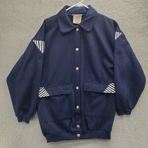 Vintage Westside Connection Jacket Sweater Size Medium Blue Navy Nautical 90s